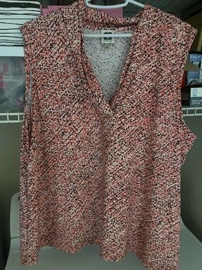 Anne Klein Pink Speckled V-Neck Sleeveless Top